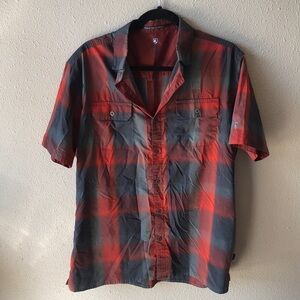 Kuhl Mens Response Plaid Lightweight Camp Outdoor Hiking Red Black Sz large